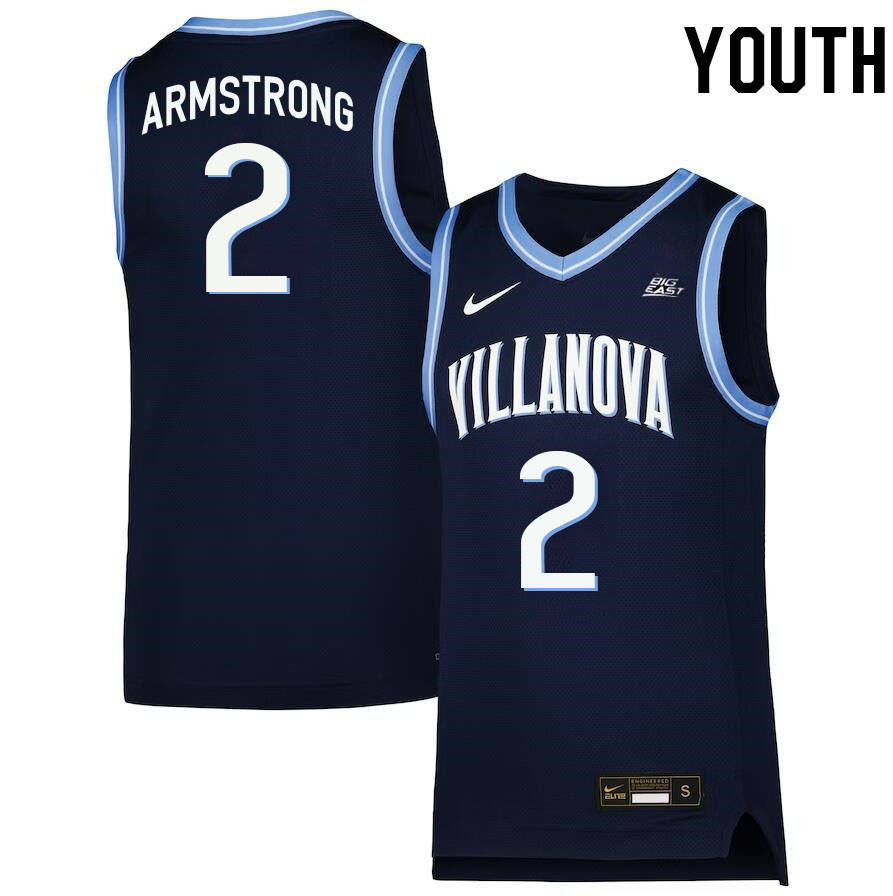 Youth #2 Mark Armstrong Willanova Wildcats College 2022-23 Basketball Stitched Jerseys Sale-Navy - Click Image to Close